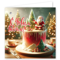 Бирка-открытка д/подарков 07*07см "С Новым годом!" Дед Мороз арт.9201617