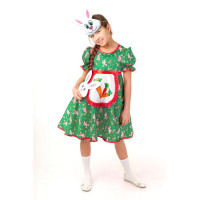 Костюм для девочки Зайка Звезда новогодняя (платье,маска) р.26/104-32/128 ткань арт.1009 к-18