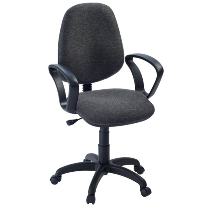 Кресло для оператора пластик/ткань  Комфорт темно-серый (ТК-2, ПВМ)