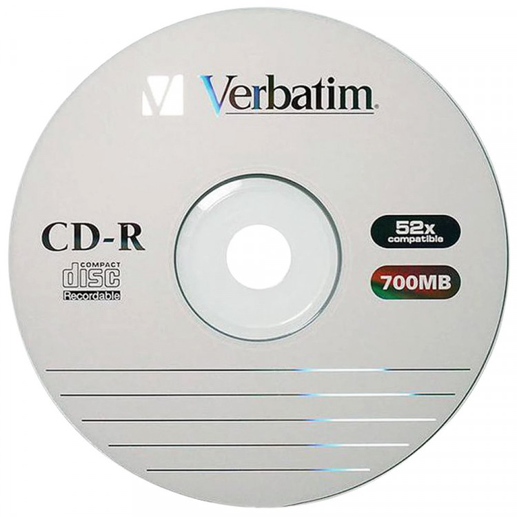 Диск  CD-R Verbatim 700Мб 80мин 52x, штука (в бумажном конверте)