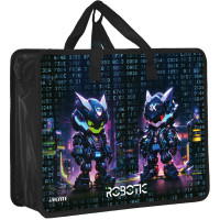 Сумка пластик А4 (deVENTE) на молнии ручка-тесьма Robotic 3D с расширением арт.8057552