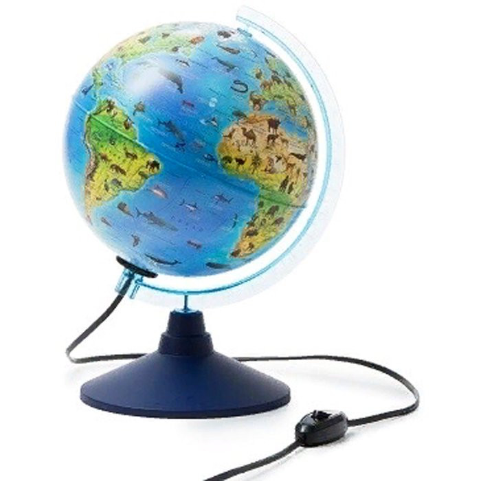 Глобус интерактивный зоогеографический диаметр 210мм с подсветкой Очки в комплекте арт INT12100296