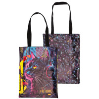 Сумка шопер (deVENTE) Label. Cyber Cat двухсторонняя, непромокаемая плащевка 34x44 см арт.7046537