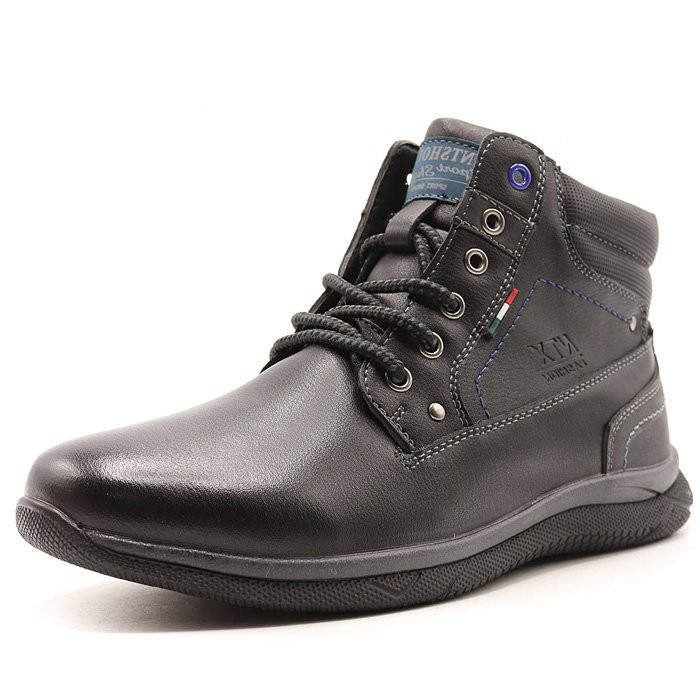 Ботинки для мальчика (МИКАСА) черные верх-искусственная кожа подкладка - байка артикул  wjp-PM274-4-1