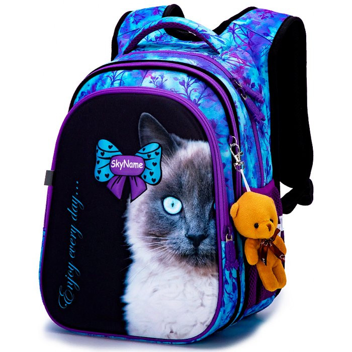 Рюкзак для девочки школьный (SkyName) + брелок 30х16х37см арт.R1-023