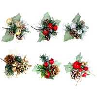 Украшение декоративное "Веточка. Хвоя. ягоды. шишки" 18см асс. арт.353-090
