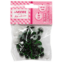 Набор для творчества Глазки декоративные 30шт d-12 mm круглые винтовые с фиксатором (deVENTE) зеленые арт.8001325