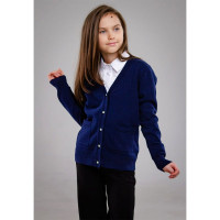 Кардиган для девочки (Sasha style) артикул 21-A-227-3 размерный ряд 34/134-42/158  цвет синий