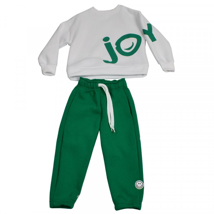 Костюм для мальчика (Овас) артикул Гринго размерный ряд 28/98-30/116 (толстовка+брюки) цвет белый/зеленый
