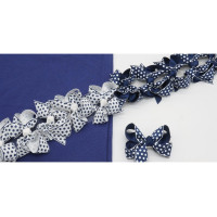 Зажим для волос Бант сине-белый горох 9см арт.RC-5581B