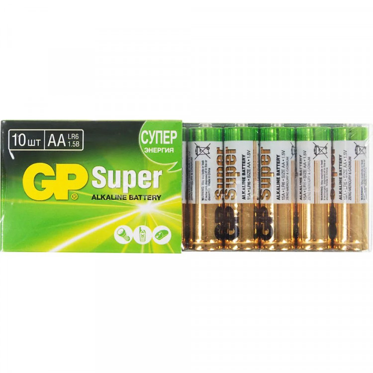 Батарейки GP Super LR06 (АА) алкалиновые BL10 (Ст.10)