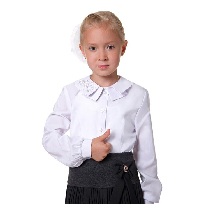 Блузка для девочки (Модники) длинный рукав цвет белый арт.181 размер 30