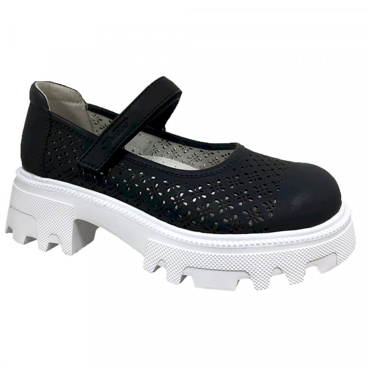 Туфли для девочки (FLAMINGO) черные верх-натуральный нубук подкладка-натуральная кожа размерный ряд 33-38 арт.232T-G6-3868
