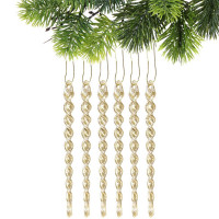 Украшение декор.подвеска пластик "Сосулька витая" 13см 06шт/наб. цв.золото арт.916-1242