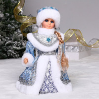 Игрушка декор. "Снегурочка музыкльная" 30см в голубой шубке арт.215-0193