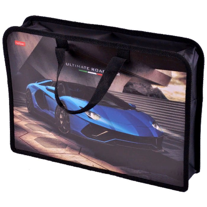 Сумка пластик А4 (Hatber) на молнии ручка-тесьма BLUEsupercar арт.AMn_26067