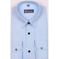 Сорочка подростковая приталенная длинный рукав размерный ряд 37/158-164 -41/176-182 цвет голубой Brostem арт.DS1A60-4706X** на кнопках
