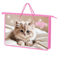 Сумка пластик А4 (Оникс) на молнии ручка-шнур арт ПТ-15-4 Пушистое счастье широкая боковинка