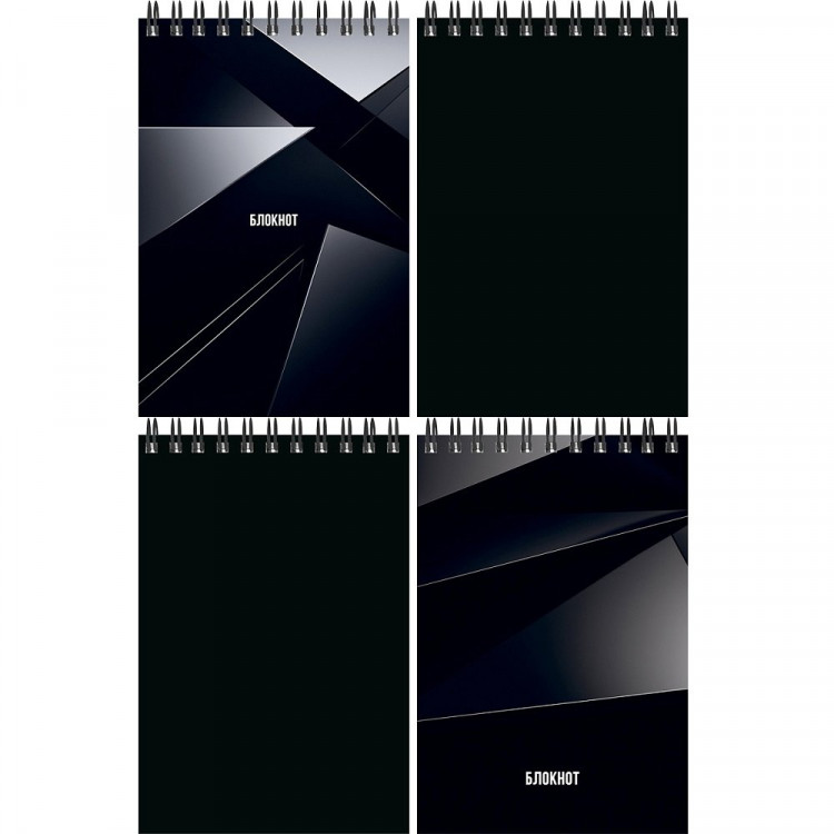 Блокнот А6 мягкая обложка на гребне 40 листов (Prof-Press) В черном цвете клетка ассорти арт.Б40-9342