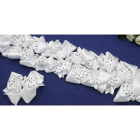 Зажим для волос Бант белый в горошек 11см арт.FA-1188