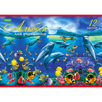 Альбом для рисования 12 листов скоба (Hatber) ECO Дельфины арт.12А4C