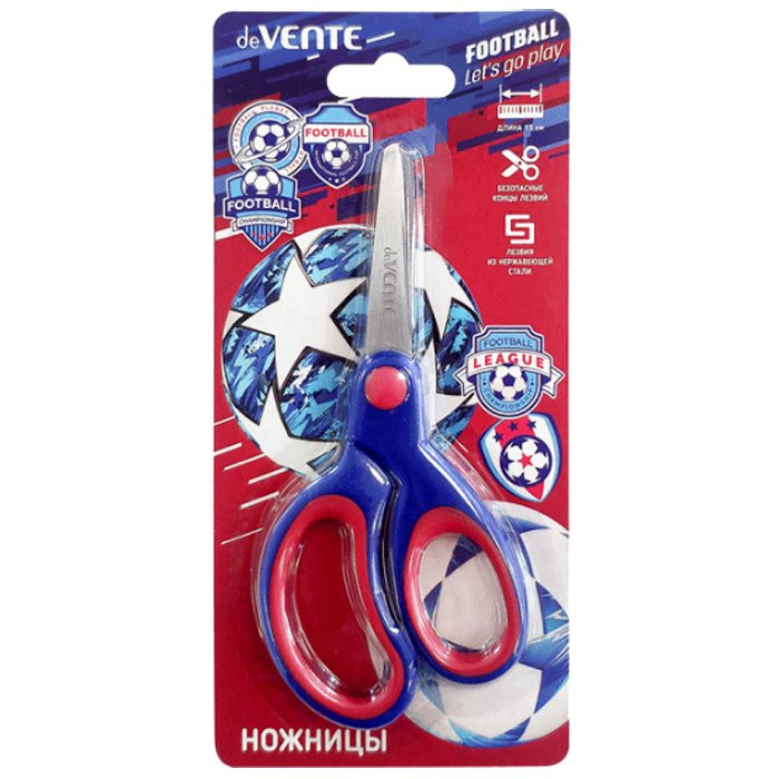 Ножницы детские 130мм прорезиненные ручки (deVENTE) Play Football арт 8010105