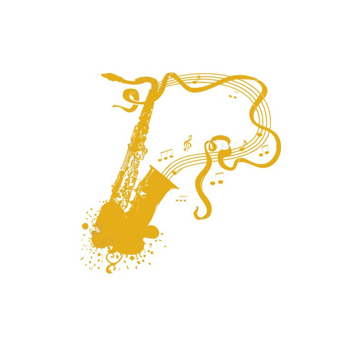 Золотая наклейка "Саксофон" 4*5см арт.9.00266/D