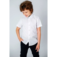 Сорочка детская короткий рукав разменый ряд 31/128-134-36/158-164 цвет белый Делорас арт.C71494SP2 на кнопках