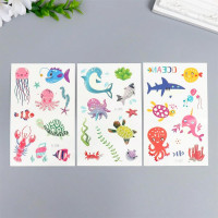 Татуировка на тело "Морские обитатели" 12*7,5см фосфорная арт.7040448