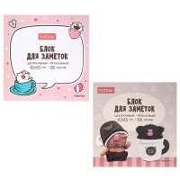 Клейкая бумага д/заметок 85*85 100 листов (Hatber) Кофейные коты ассорти арт.MB_091449