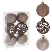 Набор шаров 06см 06шт/наб. "Вензель шоколадный" цв.шоколад арт.772896