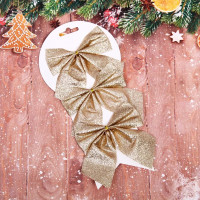 Украшение декоративное "Бант" 11*11см 03шт/наб. "Зимнее очарование" цв.шампань арт.185-0764