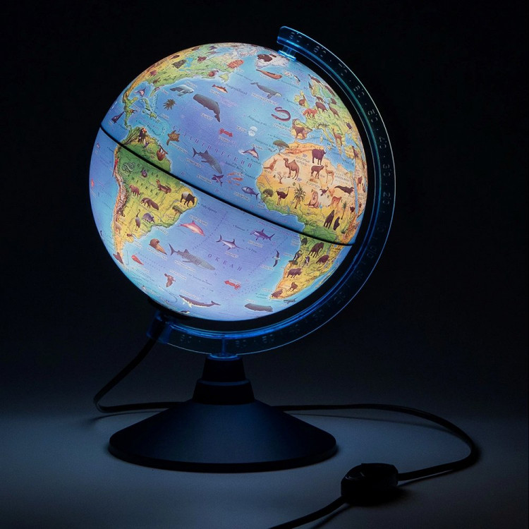 Глобус зоогеографический 250мм Классик Евро с подсветкой арт.Ке012500270