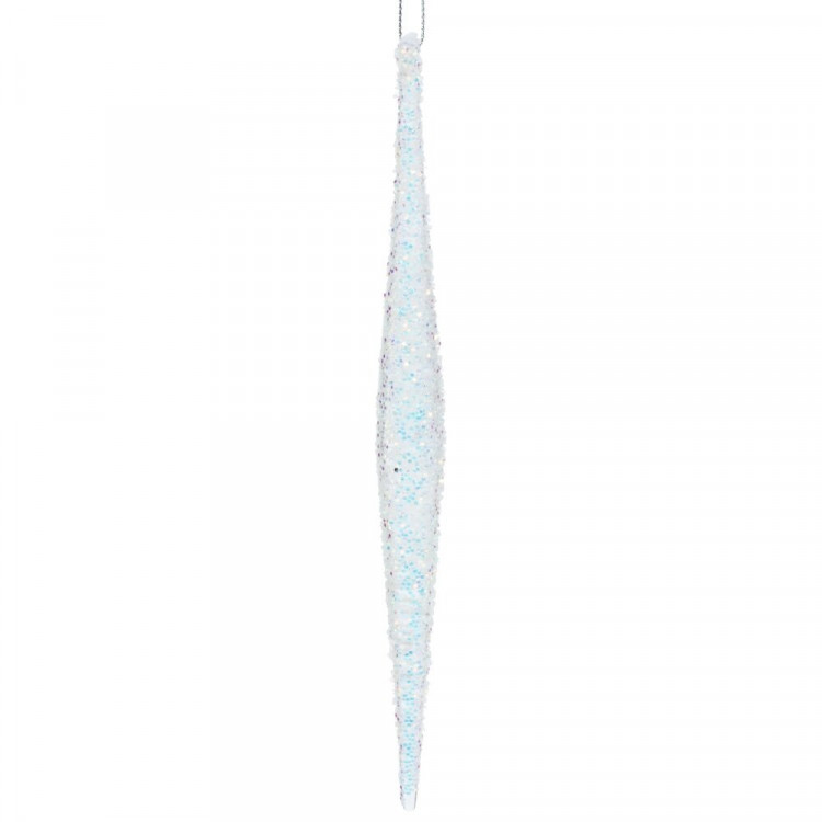 Украшение декор.подвесное стекло "Сосулька" 20см прозрачная арт.779111