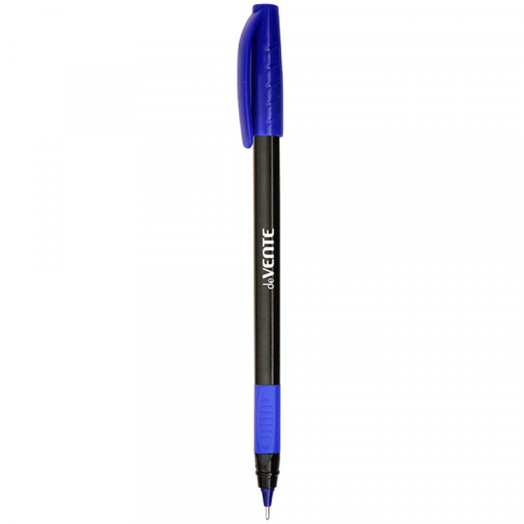 Ручка шариковая прозрачный корпус резиновый упор (deVENTE) Triolino Blacky. Speed Pro синий, 0,7мм, игла, масло арт.5073343 (Ст.)