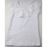 Джемпер для девочки трикотажный (Ликру) короткий рукав цвет белый арт.0043 МИЛЕНУШКА  размерный ряд 32/128-36/140