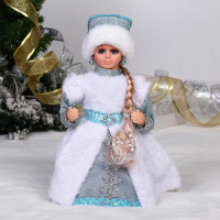 Игрушка декор. "Снегурочка музыкльная" 30см в серебристой шубке арт.215-0189