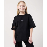 Футболка для девочки арт.CLE 856890/10г_п размер 34/134-42/158 цвет черный