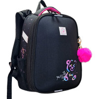 Ранец для девочек школьный (Stavia) Неоновый медведь черный 30х38х16 см арт.82257Б