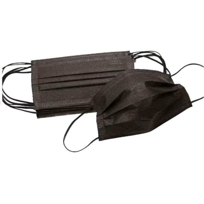 Защитная повязка для лица спанбонд 3 слоя с фиксатором черная