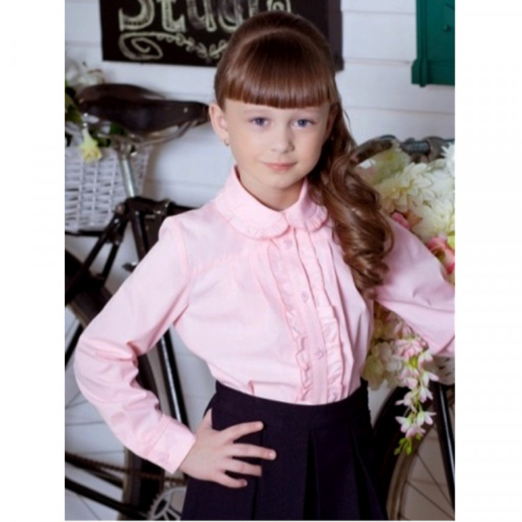 Блузка для девочки (Топтышка) длинный рукав цвет розовый арт.072 размерный ряд 32/128-40/152