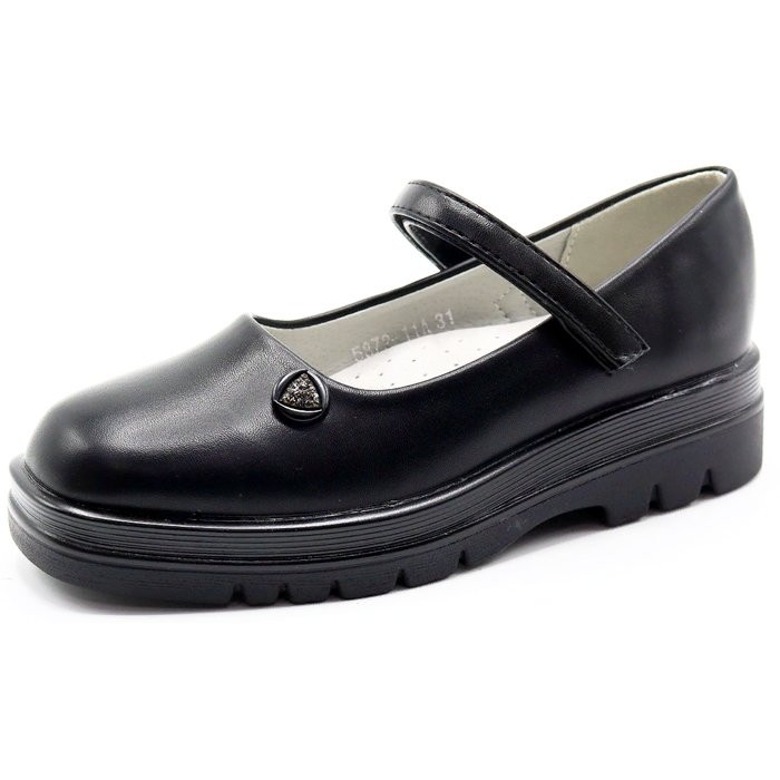 Туфли для девочки (B&G) черные верх-искусственная кожа подкладка-искусственная кожа размерный ряд 31-37 арт. dz-5872-11A