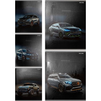 Тетрадь А5 клетка 48 листов скоба (Prof-Press) Красивые автомобили твин-лак мелованная обложка ассорти  арт.48-9885