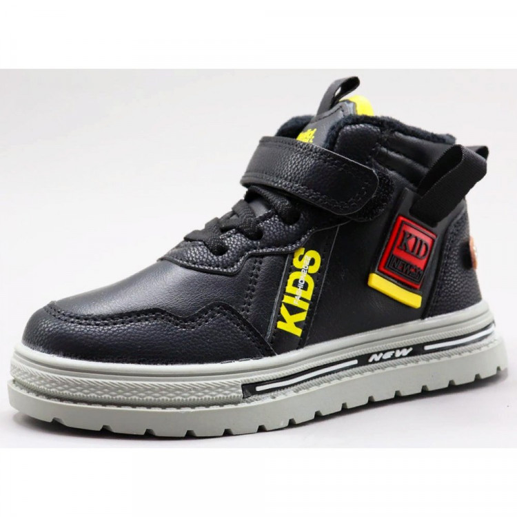 Ботинки для мальчика (KNT) черные верх-искусственная кожа подкладка - байка артикул  sdf-B2206-12-3
