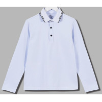 Рубашка-поло для мальчика с длинным рукавом (Делорас) артикул 71648Z размер 34/134-44/164 цвет белый