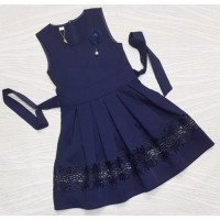 Сарафан для девочки арт. raw-7577 размер 32/128-40/152 цвет темно-синий
