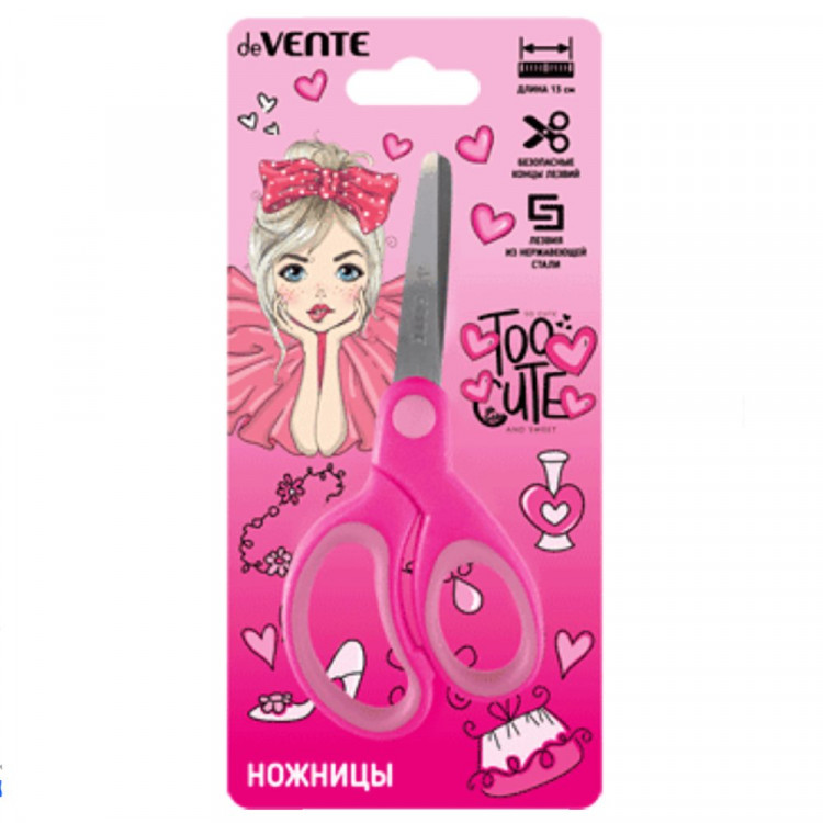Ножницы детские 130мм прорезиненные ручки (deVENTE) Too Cute Girl арт.8010317