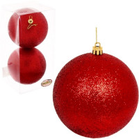 Набор шаров 10см 02шт/наб. "Посыпка из блесток" цв.красный арт.201-0709