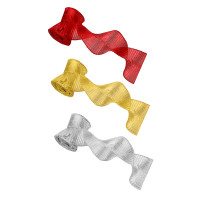 Лента новогодняя полиэстер на леске 10* 270см гофрированная цв. микс арт.369-491