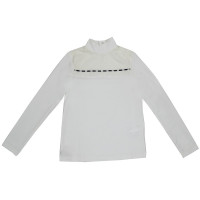 Блузка трикотажная для девочки (Калинка) длинный рукав цвет молочный арт.ДТ-4755-Ш23 размерный ряд 30/122-38/152